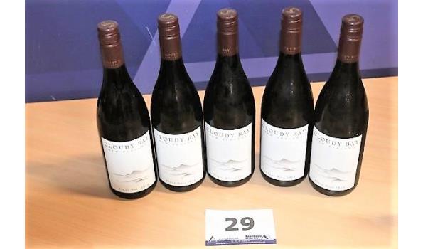 5 flessen à 75cl rode wijn CLOUDY BAY, Pinot Noir, 4x 2016 - 1x 2015, Nieuw Zeeland